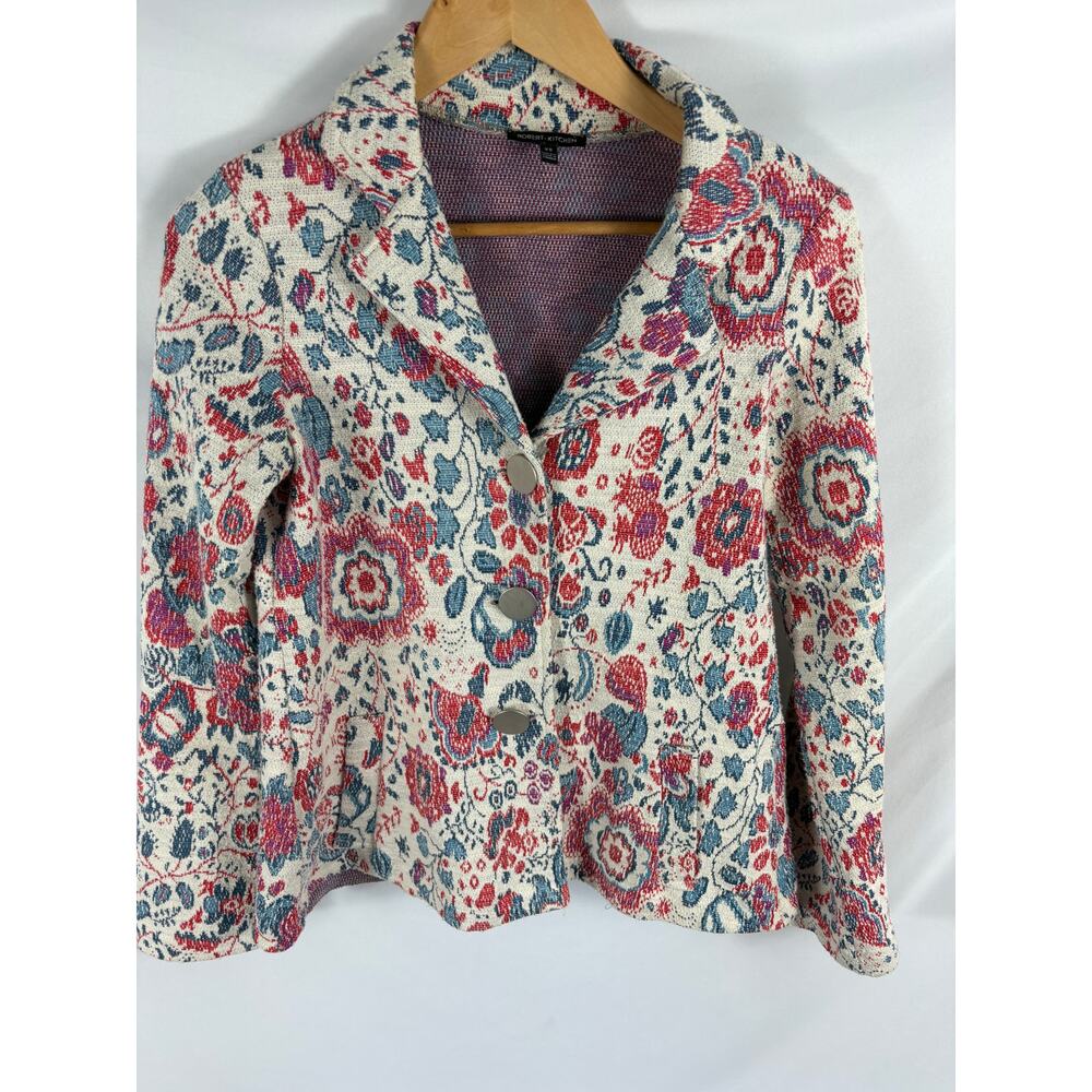 Robert Kitchen Floral Print Button Up Blazer Jacket Size XS